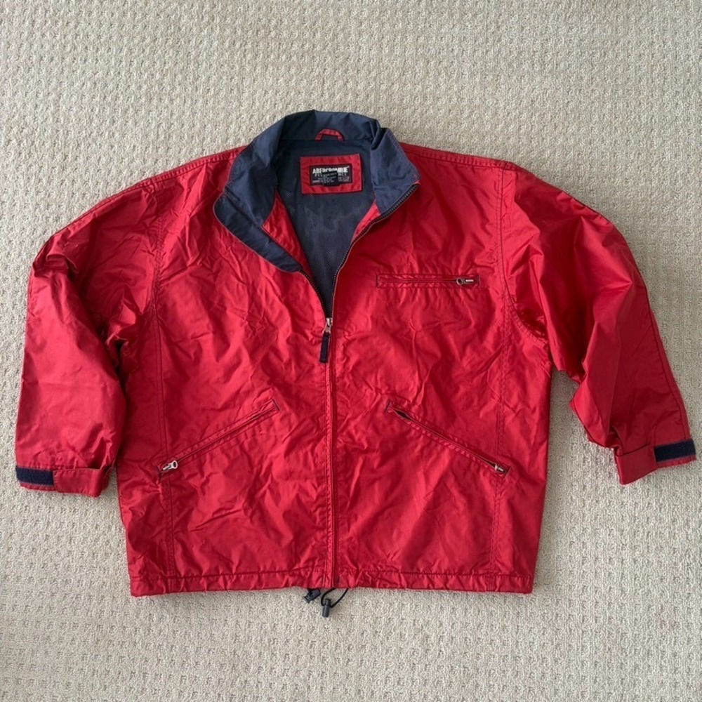 Vintage Abercrombie Fitch Performance A Jacket n Red Men Medium Lined Zip up 90s